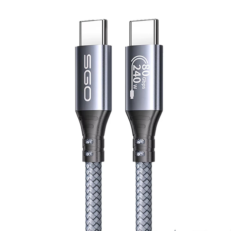 Fanakm USB 4 Gen 3 Kabel mit 80 Gbit/s und 240 W für Thunderbolt 5, USB-C auf USB-C, 8K@60Hz DisplayPort, grau, rechtwinklig 90 Grad - Bild 5