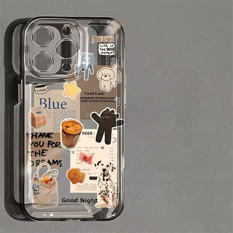 Transparente TPU-Handyhülle Daily Cute Label mit Puppy Pattern für iPhone 11 bis iPhone 17 Pro Max - Bild 3
