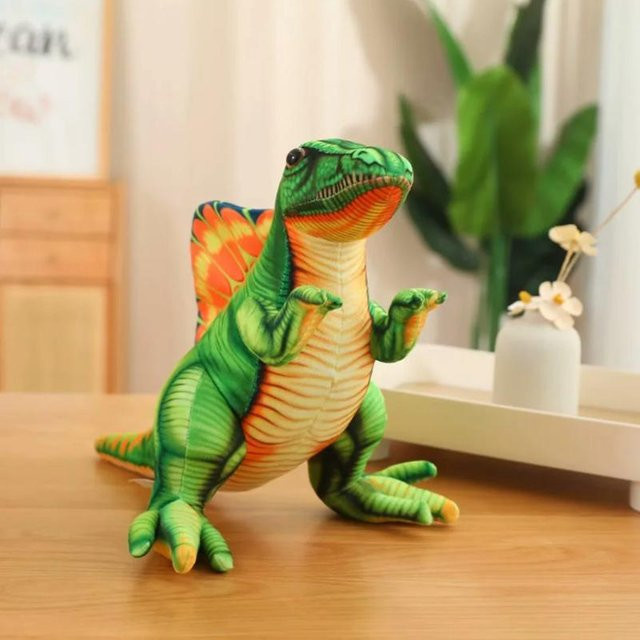 Yiran Health & Beauty Spinosaurus Dino Puppe Plüschtier, Grün Blau Orange, 35cm - Bild 1