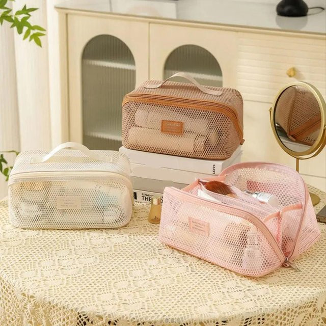 LKEEP Make-up Tasche, Transparentes Mesh, Mehrschichtig, mit Reißverschluss - Bild 1