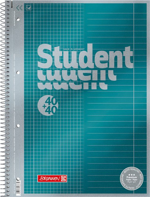 Brunnen Collegeblock Premium Student A4 weiß kariert mit 80 Blatt - Bild 1