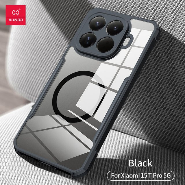 Xundd Handyhülle für Xiaomi 15T Pro Magnetisch Stoßfest Transparent mit Airbags aus PC und TPU - Bild 1
