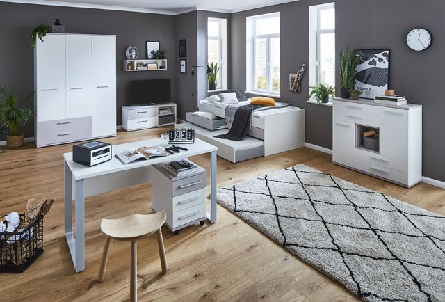 Priess Jugendzimmer New York in Weiß und Sandgrau modern gestaltet - Bild 1