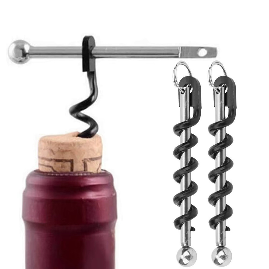 ETRSUNTECH Korkenzieher Set aus Edelstahl in Schwarz, 4er Pack tragbare Spirale Flaschenöffner für Wein und Bier - Bild 2
