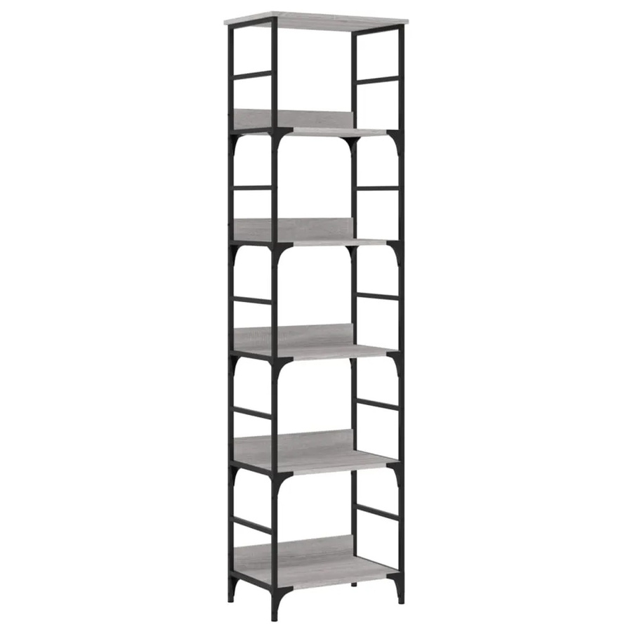 vidaXL Bücherregal in Grau im Industrie-Stil aus Holzwerkstoff und Stahl, B/T/H: 50 x 33 x 188,5 cm - Bild 2