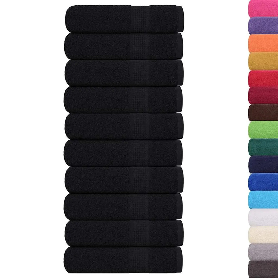 vidaXL Duschtücher 10er Set aus 100% Baumwolle in Schwarz, B: 70 cm, L: 140 cm, 360 g/m² - Bild 2