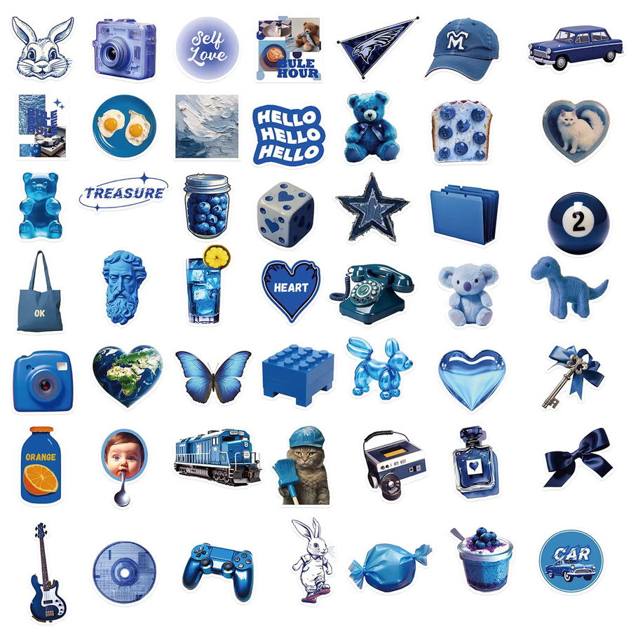 50 Stück Wasserdichte Graffiti Aufkleber im INS Stil in Dunkelblau von BulingBulingStickers Shop - Bild 3