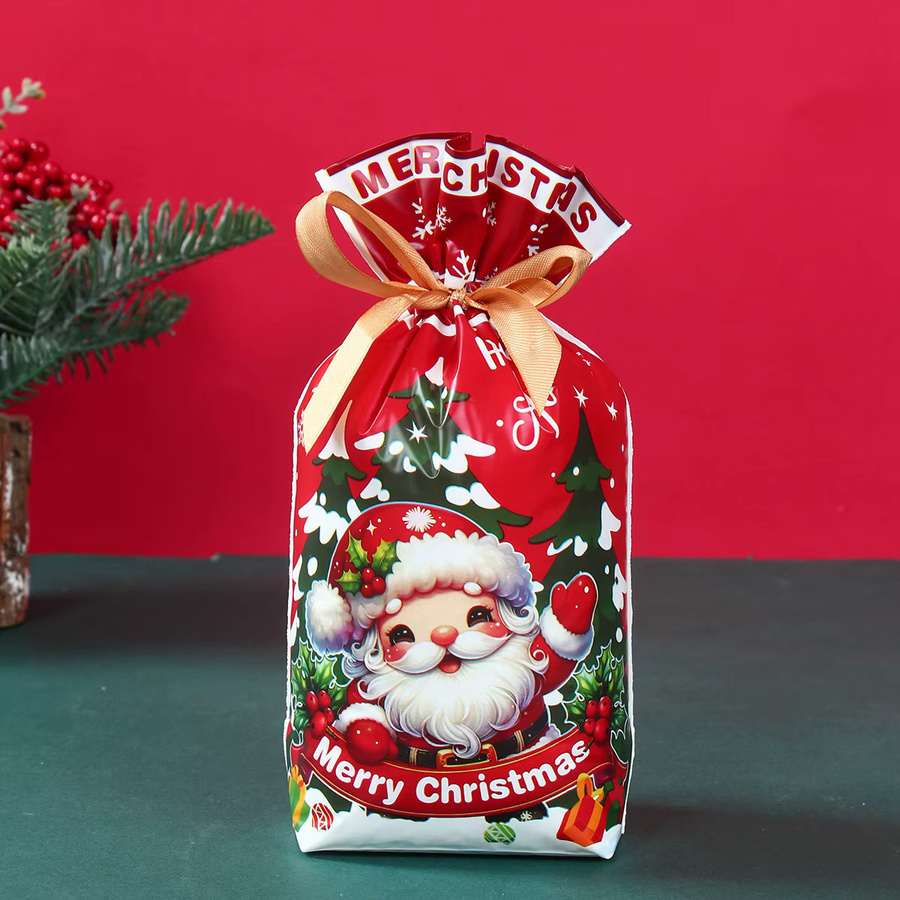 PATIMATE Weihnachts-Geschenktüten mit Kordelzug aus Papier für Weihnachtsdekoration und Kekse - Bild 3