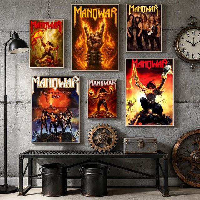 Manowar Heavy Metal Band Wandkunst Aufkleber, wasserfester selbstklebender Wandbehang in Schwarz und Multicolour, B: 20,0 cm, H: 15,0 cm - Bild 1