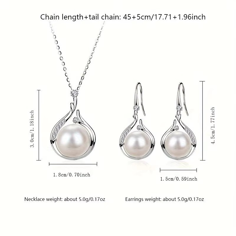 LENNIK Schmuck-Set, Halskette, Ohrring, Perle, Silber, Damen - Bild 3