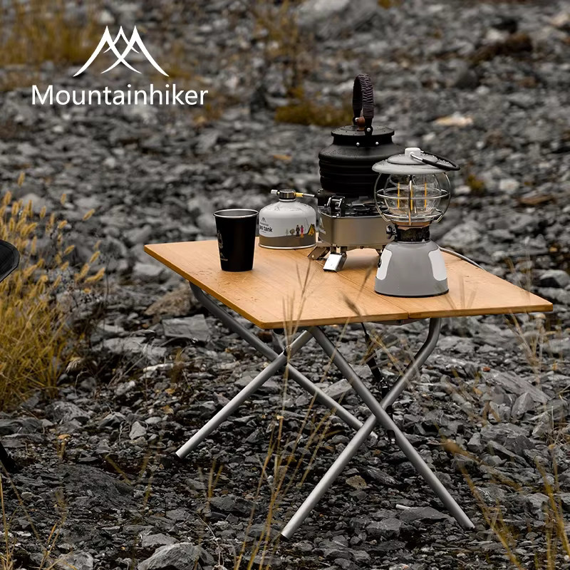 MOUNTAINHIKER Klappbarer Campingtisch aus Bambus in Natural Wood Color für Outdoor und Picknick - Bild 2
