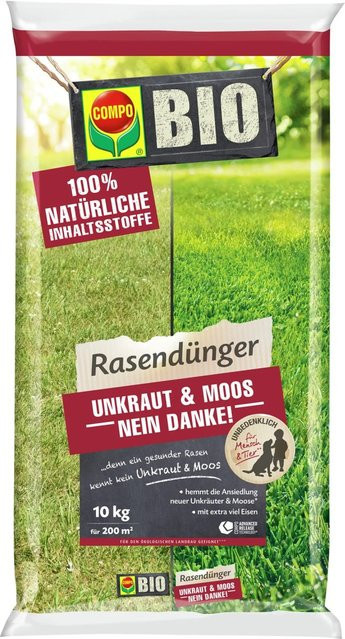 Compo Bio-Rasendünger gegen Unkraut und Moos mit Slow-Release-Effekt, 10 kg - Bild 1