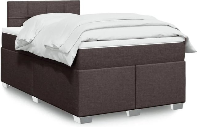 vidaXL Boxspringbett mit Matratze Dunkelbraun B: 120 cm, T: 200 cm, Hybrid-Konstruktion mit Taschenfederkern und USB-Ladeport - Bild 1