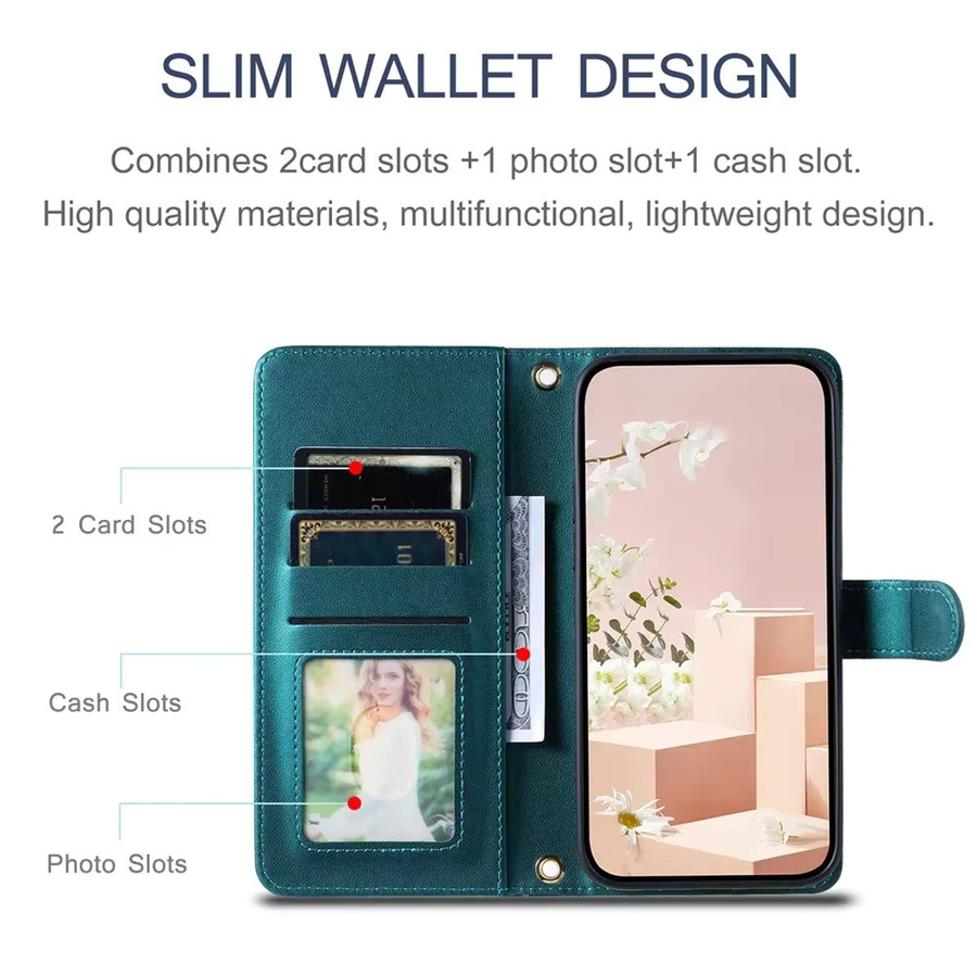 Samsung Lanyard Flip Leder Book Case Wallet Cover für Galaxy A15 A14 A16 A17 A23 A24 A26 A33 A34 A35 A36 A53 A55 A56 A73 in Schwarz - Bild 3