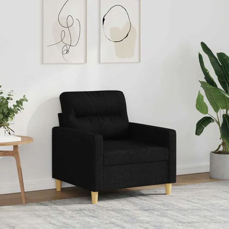 Modern Sessel von Vidaxl in Schwarz mit Stoffbezug und Metallgestell, Breite: 60 cm - Bild 1