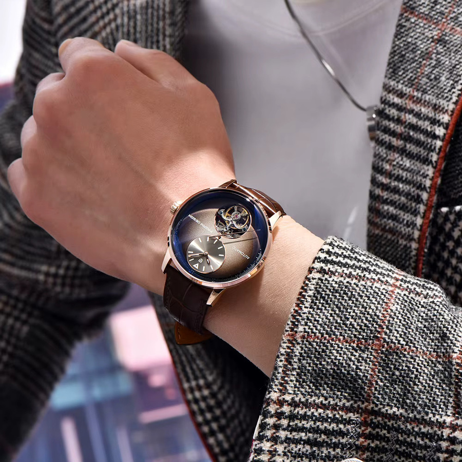Pagani Design Armbanduhr Automatik, Edelstahl, Blau, Leder, 42 mm, Herren - Bild 4