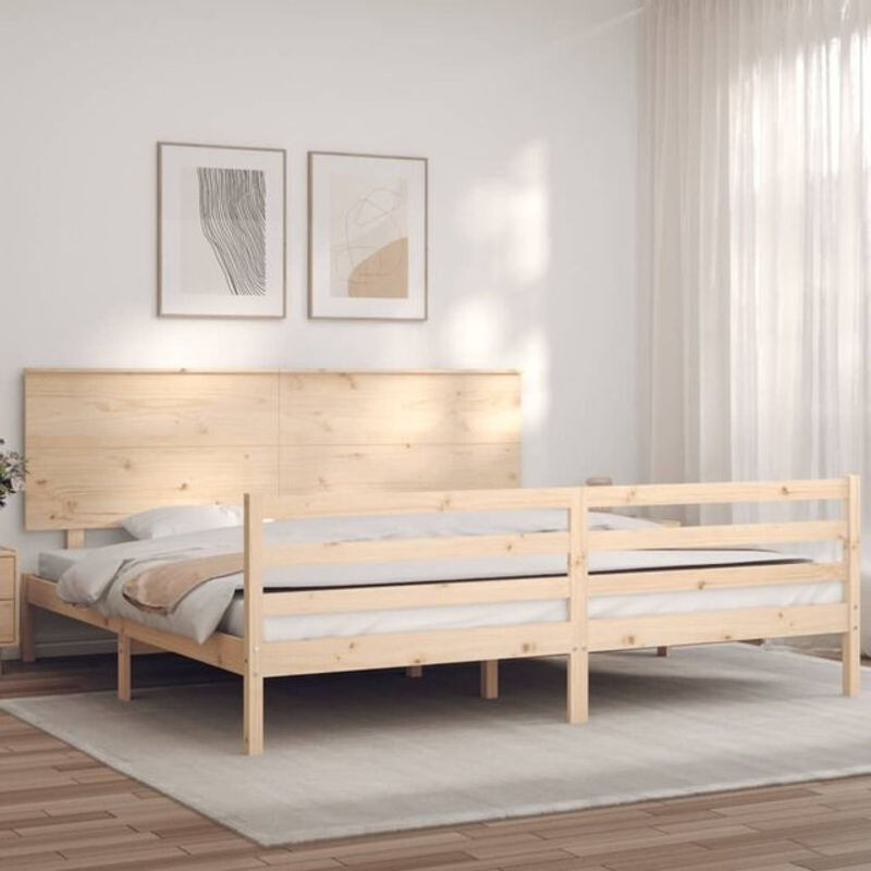 Massivholzbett aus Kiefer mit Kopfteil von VIDAXL in Braun, B/T: 200 x 200 cm - Bild 1