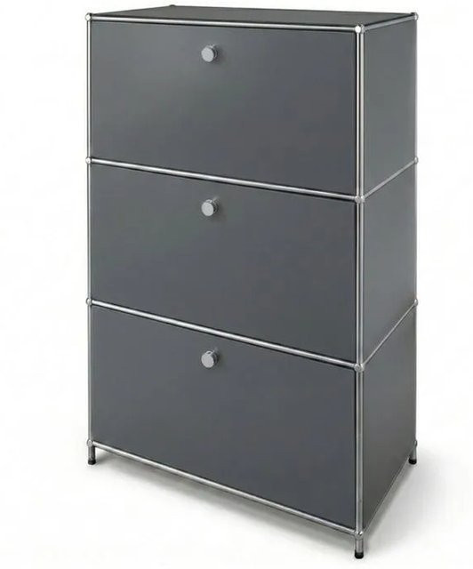 Floordirekt Metallschrank Concept Epure MK-129 Sideboard mit 3 Fächern in Grau matt, B/T/H: 75 x 40 x 120 cm - Bild 1