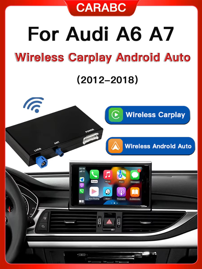 carabc Wireless CarPlay und Android Auto Modul für Audi A6 A7 2012-2018 in Schwarz mit Bluetooth-Audio und OEM-Rückfahrkamera Unterstützung - Bild 7