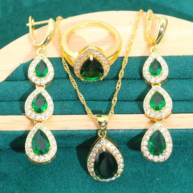 YIRAN Jewelry Schmuckset, Kupfer, Gold, Zirkonia, Unisex - Bild 1