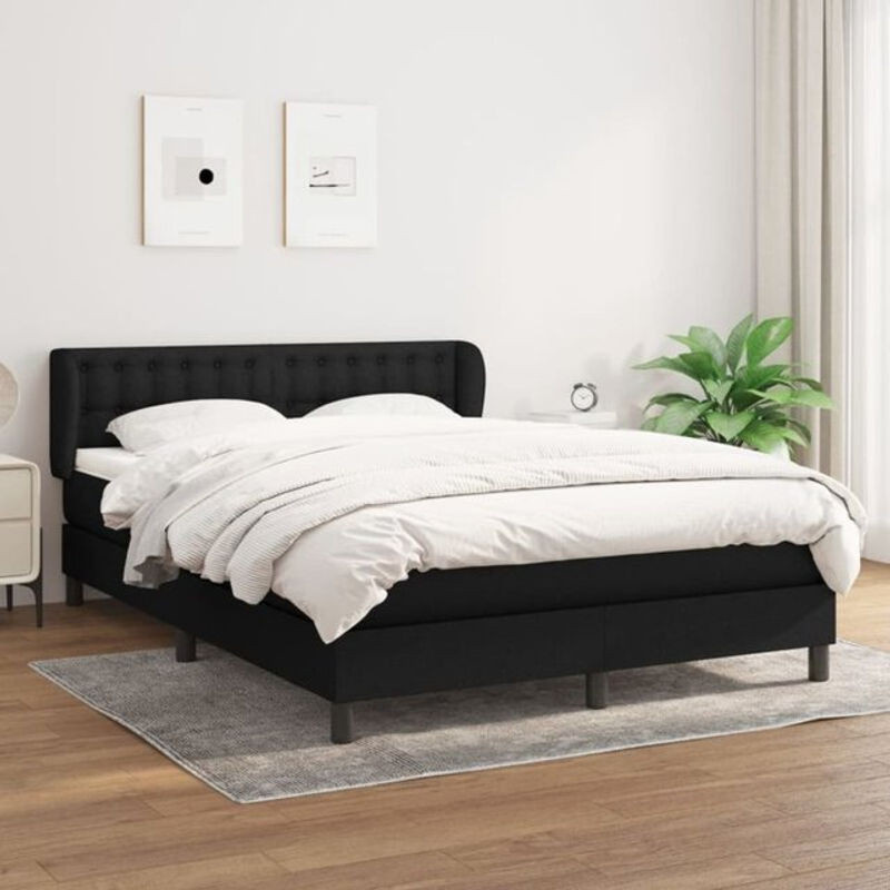vidaxl Boxspringbett mit Matratze aus Stoff in Schwarz, B/T/H: 140 x 190 cm - Bild 1