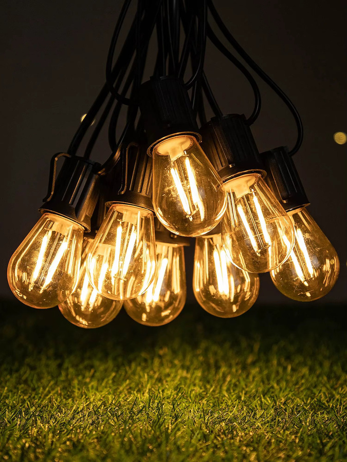 Grensk S14 LED Lichterkette Warmweiß Bernstein in Kunststoff, Wasserdicht und Bruchsicher mit EU-Stecker - Bild 7