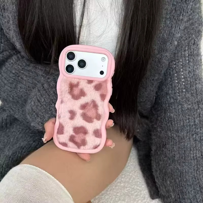 Magnetische iPhone Hülle mit Leopardenmuster und Fleece-Futter in Pink für iPhone 17 16 15 14 Plus 13 Pro Max - Bild 3
