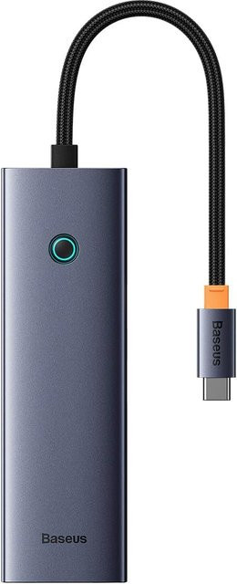 Baseus UltraJoy USB-C Hub in Grau mit HDMI 4K UHD, 2 x USB-A 3.0, USB-C, RJ45 Ethernet, SD und microSD Slot - Bild 1