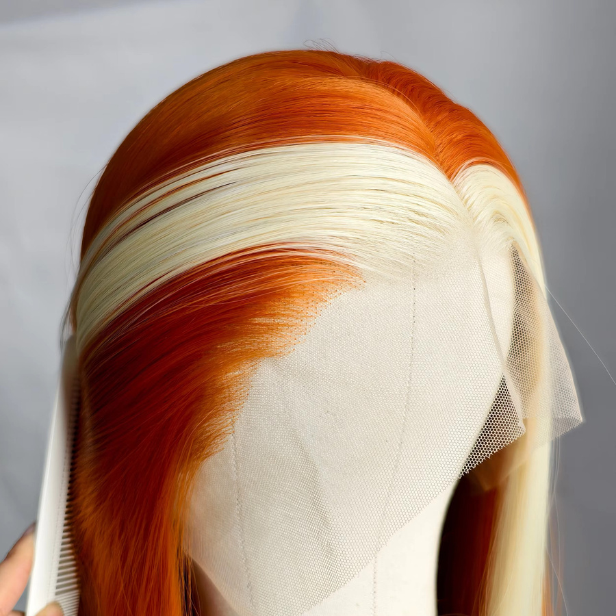 UStyleHair Perücke, Orange mit blonden Highlights, Lace-Front, synthetisch - Bild 3