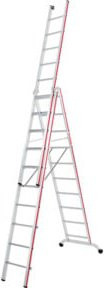 Hymer Mehrzweckleiter dreiteilig aus Stahl in Silber mit 3x10 Sprossen - Bild 1