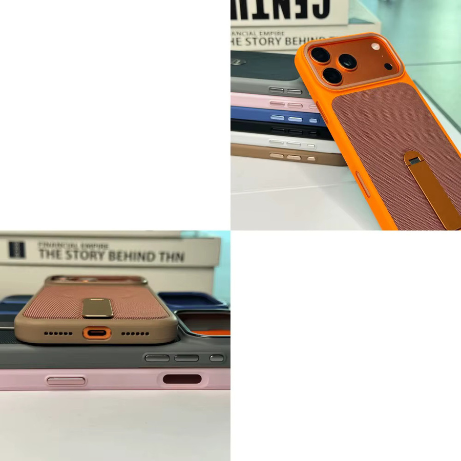 Magnetische Tech-Gewebte Handyhülle für Apple iPhone mit 360 Grad drehbarer Halterung und MagSafe Kompatibilität in Gold - Bild 4