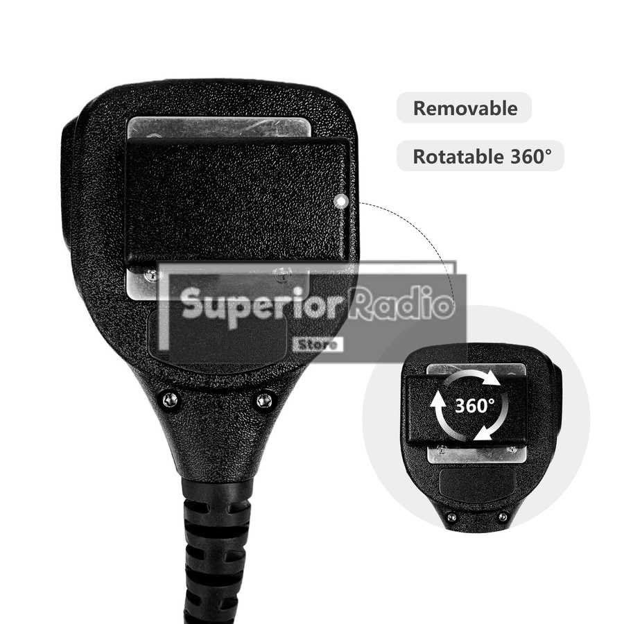 RONGYIN VR-N76 Walkie-Talkie Handmikrofon mit Geräuschunterdrückung, Schulterlautsprecher-Mikrofon in Schwarz, kompatibel mit UV-Pro Zweiwegfunkgeräten - Bild 2