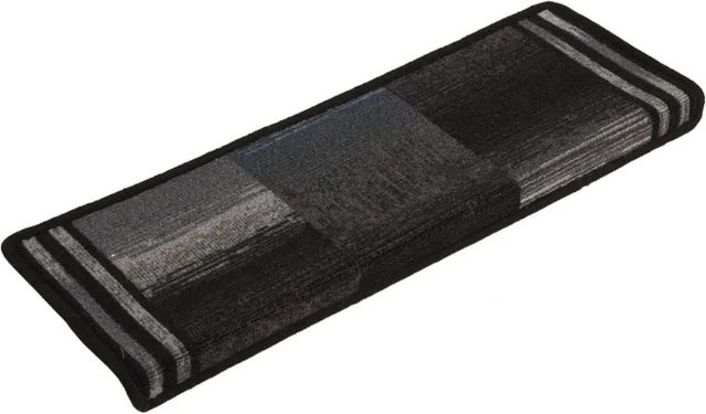 vidaXL Treppenmatten selbstklebend aus Polyamid, 15 Stück, rutschfest und geräuschdämmend, Schwarz und Grau, B: 65 cm, H: 21 cm, T: 4 cm - Bild 1