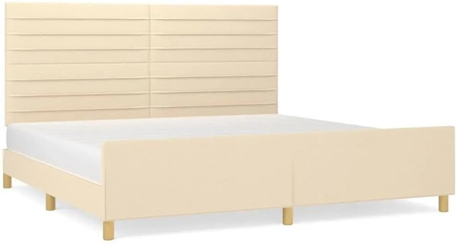 vidaXL Bettgestell mit Kopfteil in Beige aus Stoff und Holz B/T/H: 200 x 200 x 128 cm - Bild 1