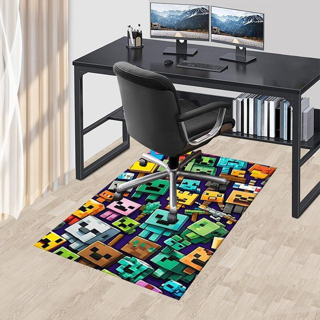 Yun Heng Three Minecraft Bürostuhlmatte Pixel Art Gaming Teppich, Mehrfarbig, B: 60 cm, T: 90 cm - Bild 1