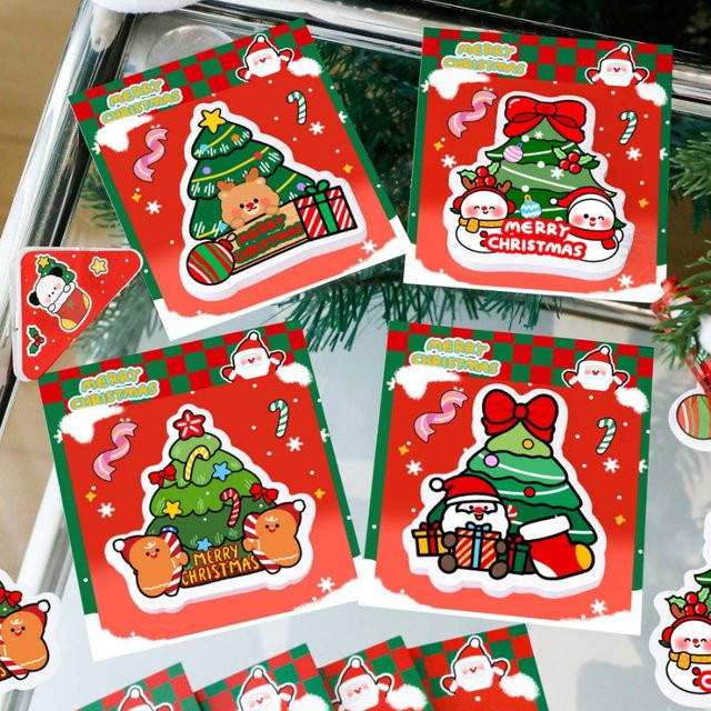 Niedliche Weihnachtsbaum-Haftnotizen im Kawaii-Design für Büro und Schule, Mehrfarbig - Bild 1