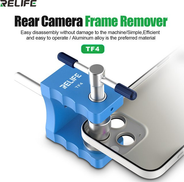 RELIFE TF4 Rückfahrkamera-Rahmen für iPhone in Blau, Ersatz für die hintere Abdeckung und Glas-Demontagerahmen als Reparaturwerkzeug für die hintere Kamerahalterung - Bild 1