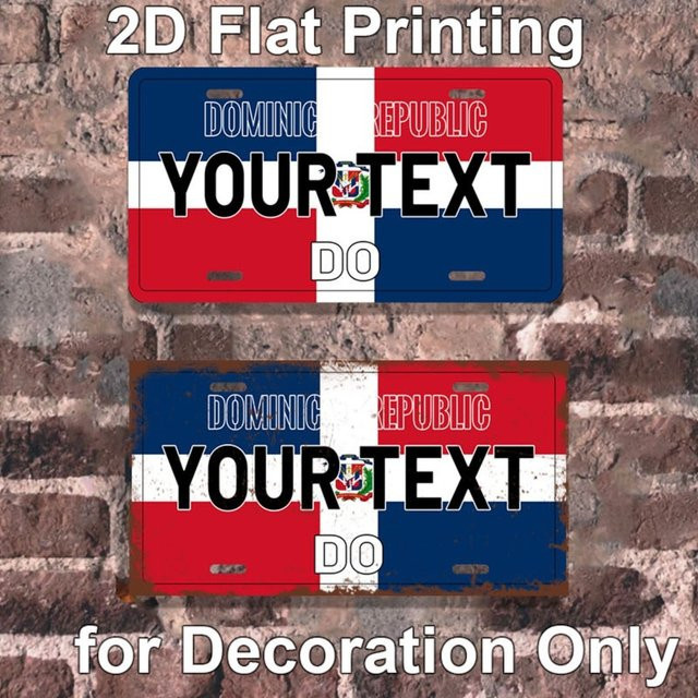 Personalisierte Aluminiumplatte Dominikanische Republik von Hello Young, Vintage Landkarte als Wanddekoration in Multicolor und Weiß - Bild 1