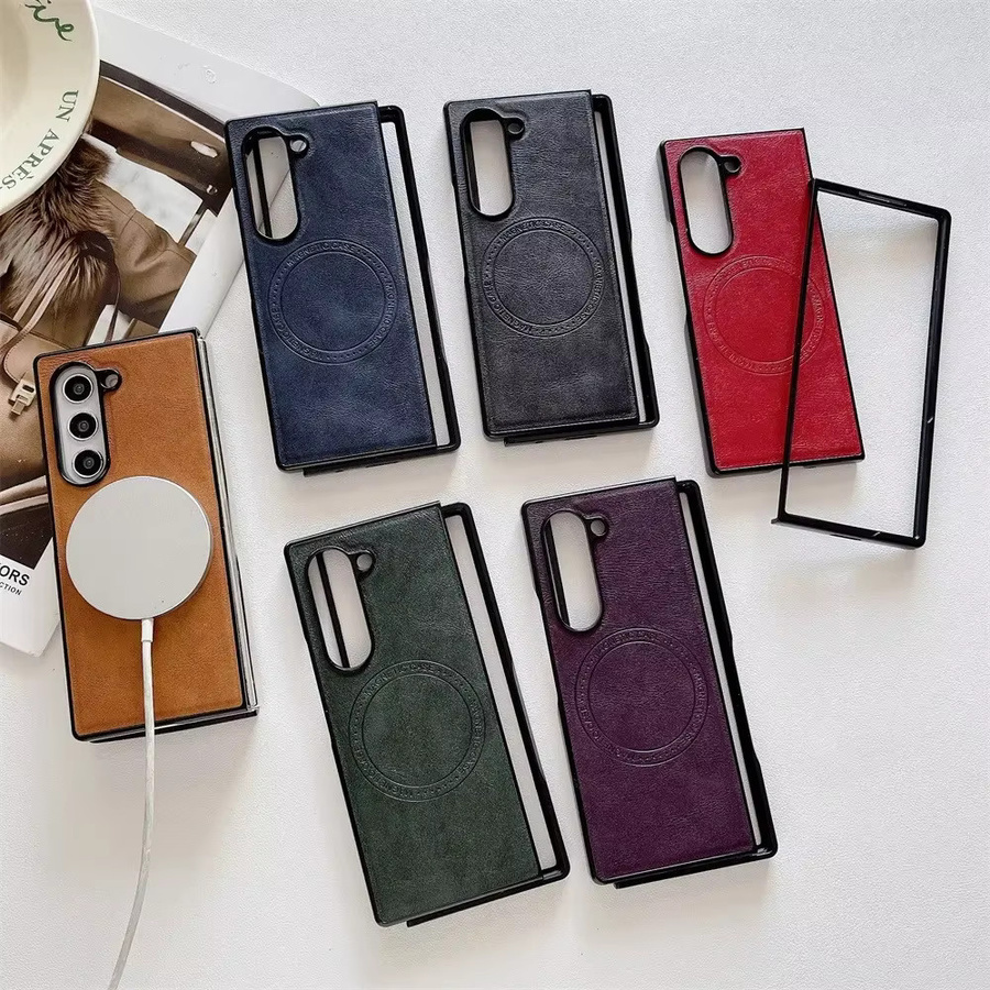 Magnetische PU-Leder-Handyhülle für Samsung Galaxy Z Fold 7 6 5 4 3 5G in Grün mit kabelloser Ladefunktion - Bild 3
