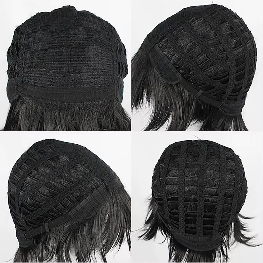 HAIRJOY Perücke aus Kunsthaar, schwarz, blaue Ponysträhnen, Damen - Bild 5