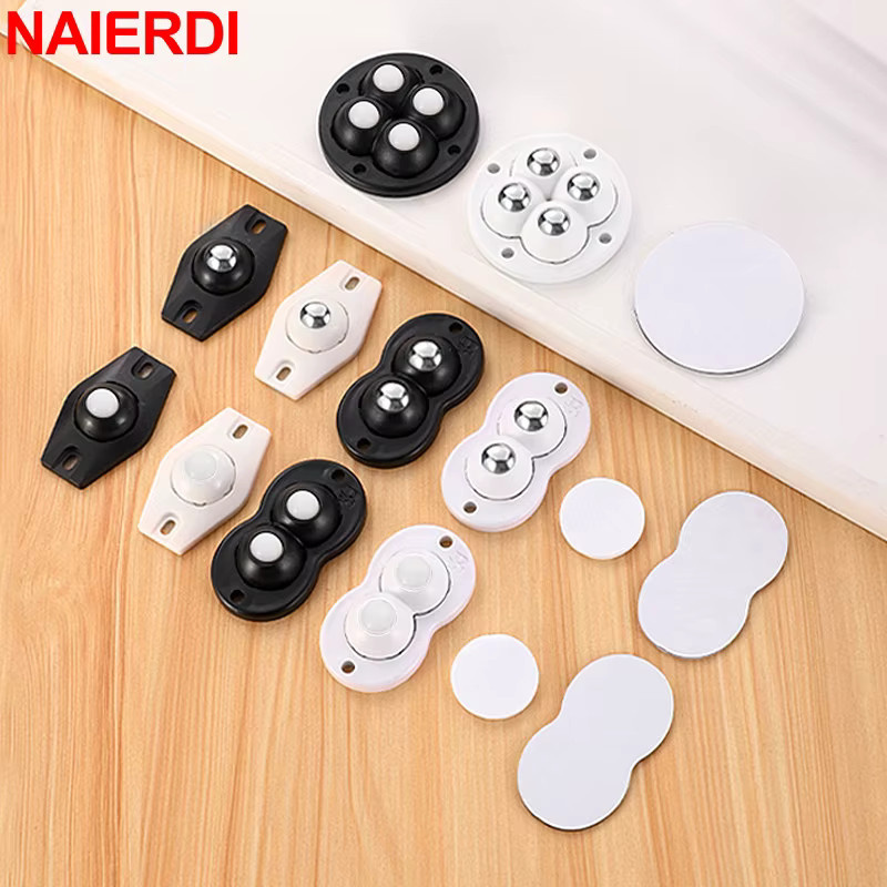 NAIERDI 4er-Pack Mini-Räder für Kleingeräte, selbstklebende 360 Grad Lenkrollen in Weiß für Mülleimer und Aufbewahrungsboxen - Bild 2