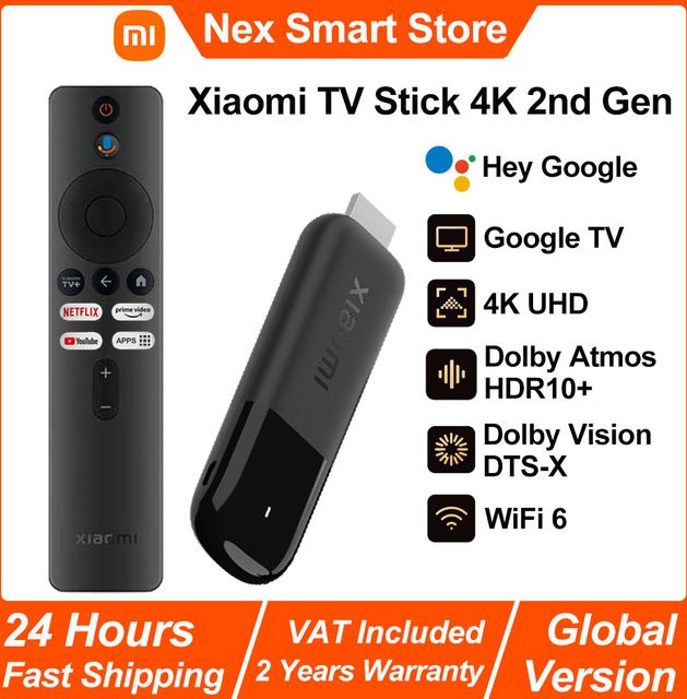 Xiaomi TV Stick 4K 2nd Gen Google TV Streaming Media Player mit WiFi 6 und Bluetooth 5.2 in Schwarz - Bild 1