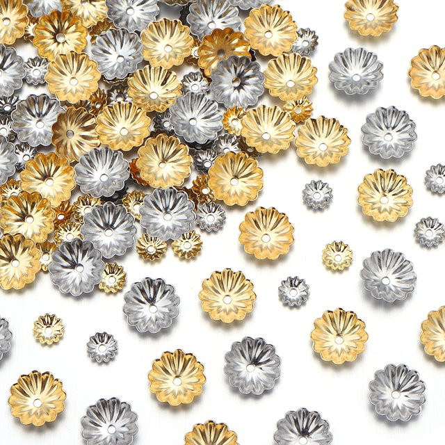 louleur Perlen Kappen Blume, Edelstahl, Silber, Unisex - Bild 1