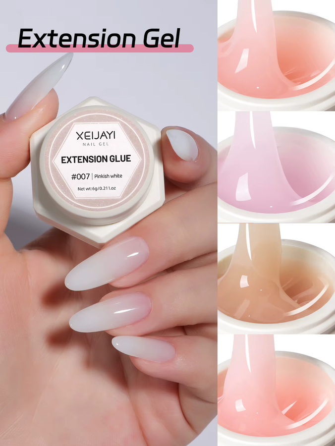 XEIJAYI Poly-Gel Nagelverlängerungsgel, 6 Farben, Pinkish White, 6g - Bild 3
