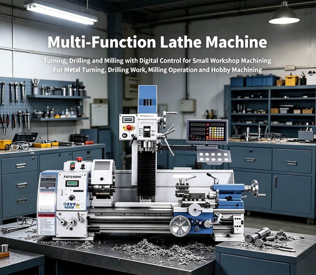 3-in-1 Multifunktionale Drehmaschine, Bohr- und Fräsmaschine zur kombinierten Metallbearbeitung - Bild 2
