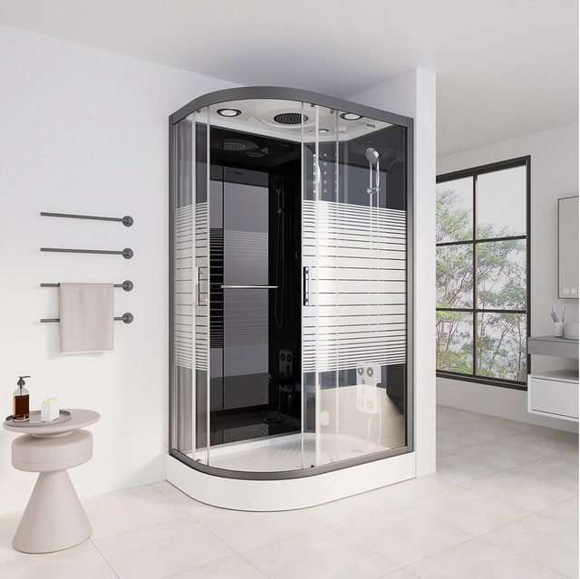 HOME DELUXE Dampfdusche BLACK PEARL mit Wasserfall und Dampfsauna in Schwarz, B/T: 120 x 80 cm, Eckkabine links - Bild 1
