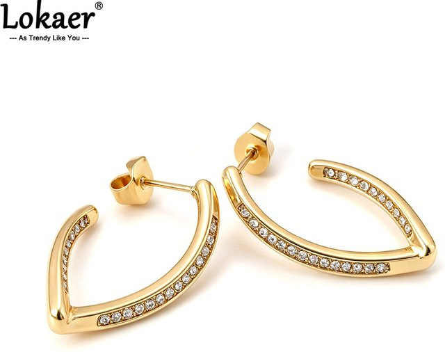 Lokaer Ohrringe Edelstahl, Gold, Zirkonia, Damen - Bild 1