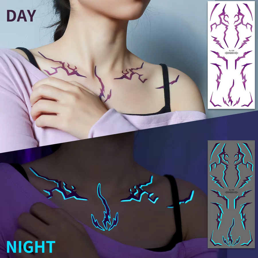 ROCOOART Temporäre Tattoos, 2 Stück, Blau-Violett, Damen - Bild 2