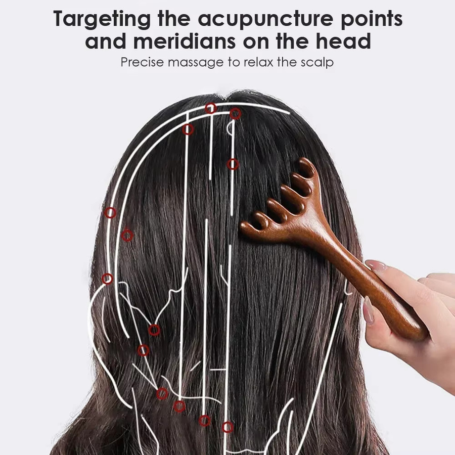 Meridian Massage Kamm, Gua Sha Schaber für Gesicht, Körper und Kopfhaut, Unisex - Bild 2