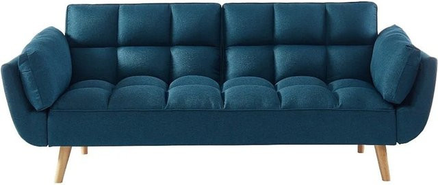 Vente-unique Schlafsofa Loeline in Blau mit Stoffbezug und Armlehnen, Breite: 215 cm - Bild 1